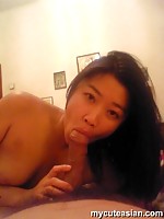 Asian amateur posing in miniskirt then sucks